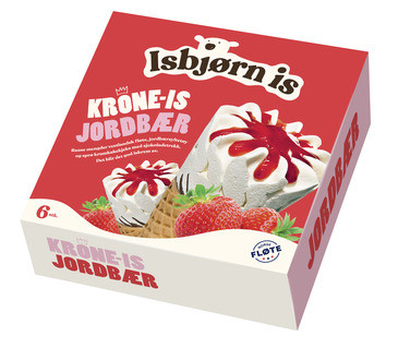 Krone-is Jordbær 6 stk