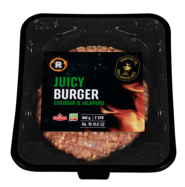 Juicy Hamburger med Cheddar & Jalapeno 360g