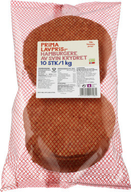 Prima Hamburger av Svin 1 Kgs Frys