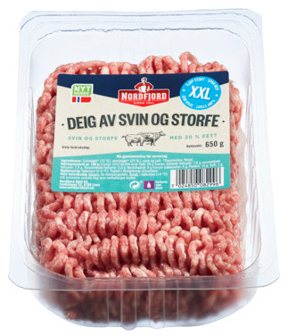 Kjøttdeig av Storfe/svin 18% 650g