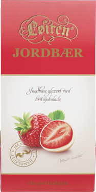 Jordbær i Hvit Sjokolade 110g Løiten