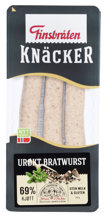 Knäcker Bratwurst Urøkt 225g Finsbråten