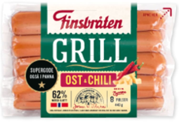 Grillpølser Ost&Chili 440g Finsbråten