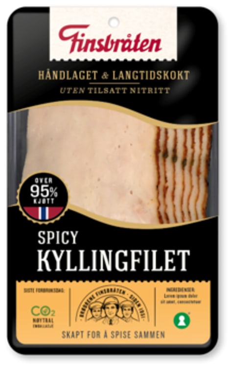 Kyllingfilet Spicy skivet 100g Finsbråten