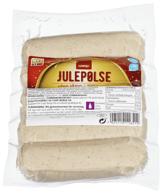 Coop Julepølse uten Skinn 500g