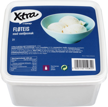 X-tra Fløteis Vanilje 3 l Coop