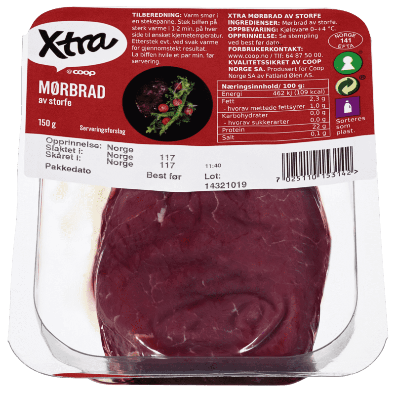 X-tra Skivet Mørbrad Storfe 150g