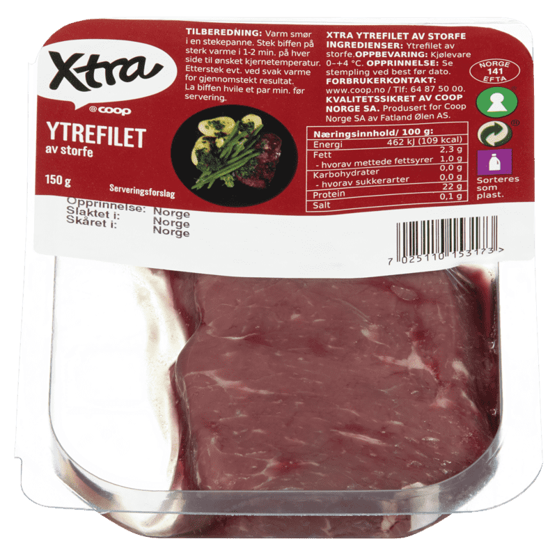 X-tra Skivet Ytrefilet Storfe 150g