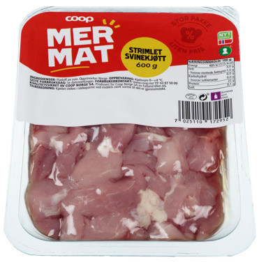 Coop mm Strimlet Svinekjøtt 600g