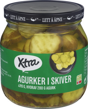 Agurker i Skiver 490g X-tra