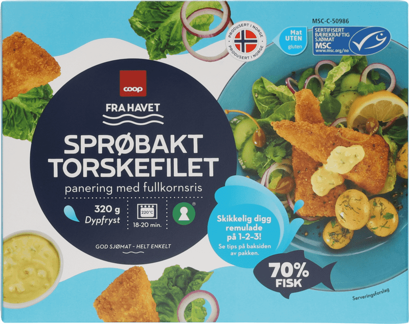 Coop Sprø Torsk Fullkorn 320g