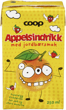 Coop Fruktdrikk Appelsin & Jordbær Singelpk 250ml