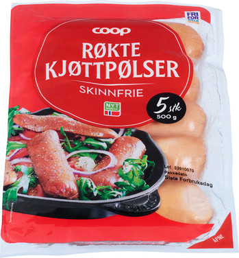Kjøttpølse Skinnfri 500g Coop