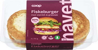 Fiskeburger Steinbit Gressløk 440g Coop
