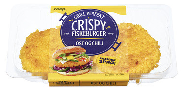 Crispy Fiskeburger med Ost og Chili 180g Coop
