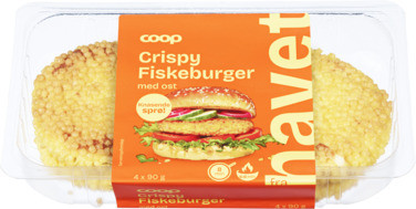 Crispy Fiskeburger med Ost 360g Coop