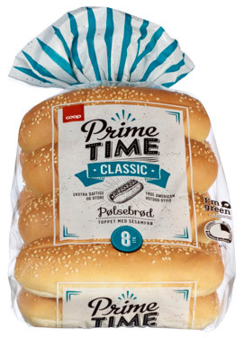Coop Prime Time Pølsebrød 400gx10 (stor Eske)