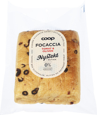 Coop Focaccia Bs Tomat Oliven 400g