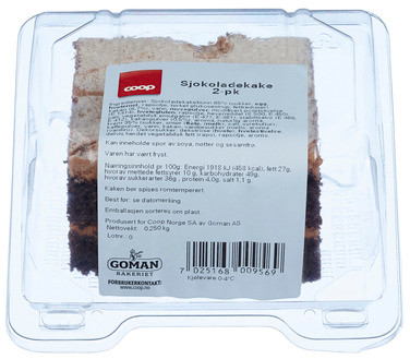 Coop Sjokoladekake 2pk 250g