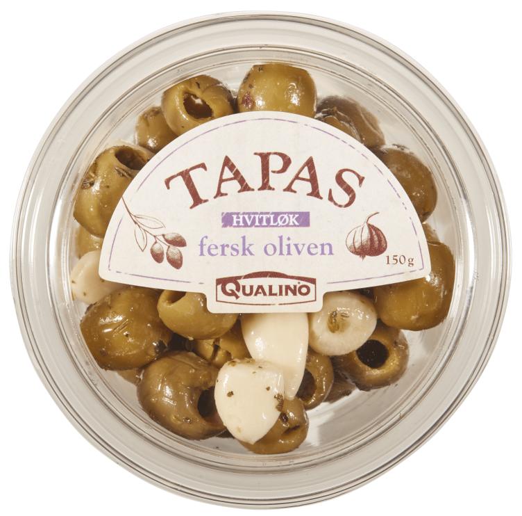 Oliven Fersk m/Hvitløk 150g Tapas Qualino