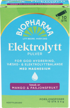 Biopharma Elektrolytt Pulver Mango & Pasjonsfrukt 10stk