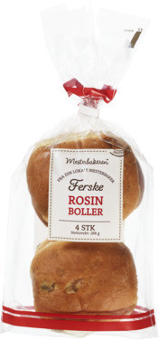 Bollekongen Rosinboller 4 Pk 288 g Mesterbakeren