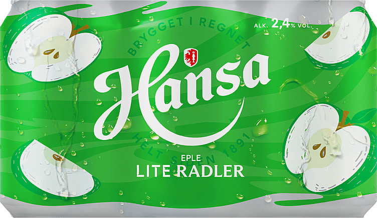 Hansa Lite Radler Eple 0,33lx6 boks