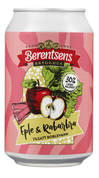 Eple&Rabarbra m/Bobler 0,33l boks Berentsens