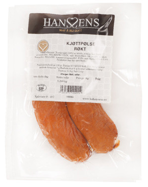 Kjøttpølse Røkt 2pk 280g Hanssens