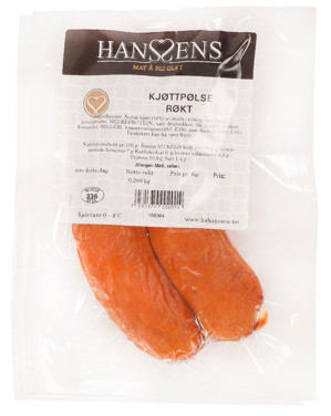 Kjøttpølse Røkt 2pk 280g Hanssens