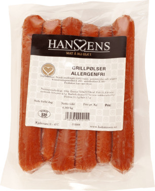 Grillpølser Allergenfri Pk Kjøl Hanssens