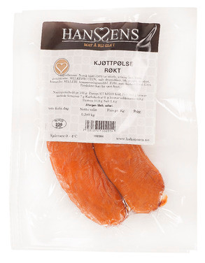 Kjøttpølse Røkt 2pk 280g Hanssens