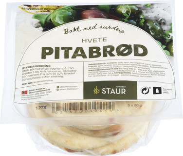 Pitabrød Hvete 5 X 80g