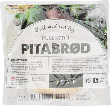 Staur Pitabrød fullkorn 4 x 80g