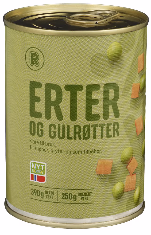 Erter og gulrøtter 390 g