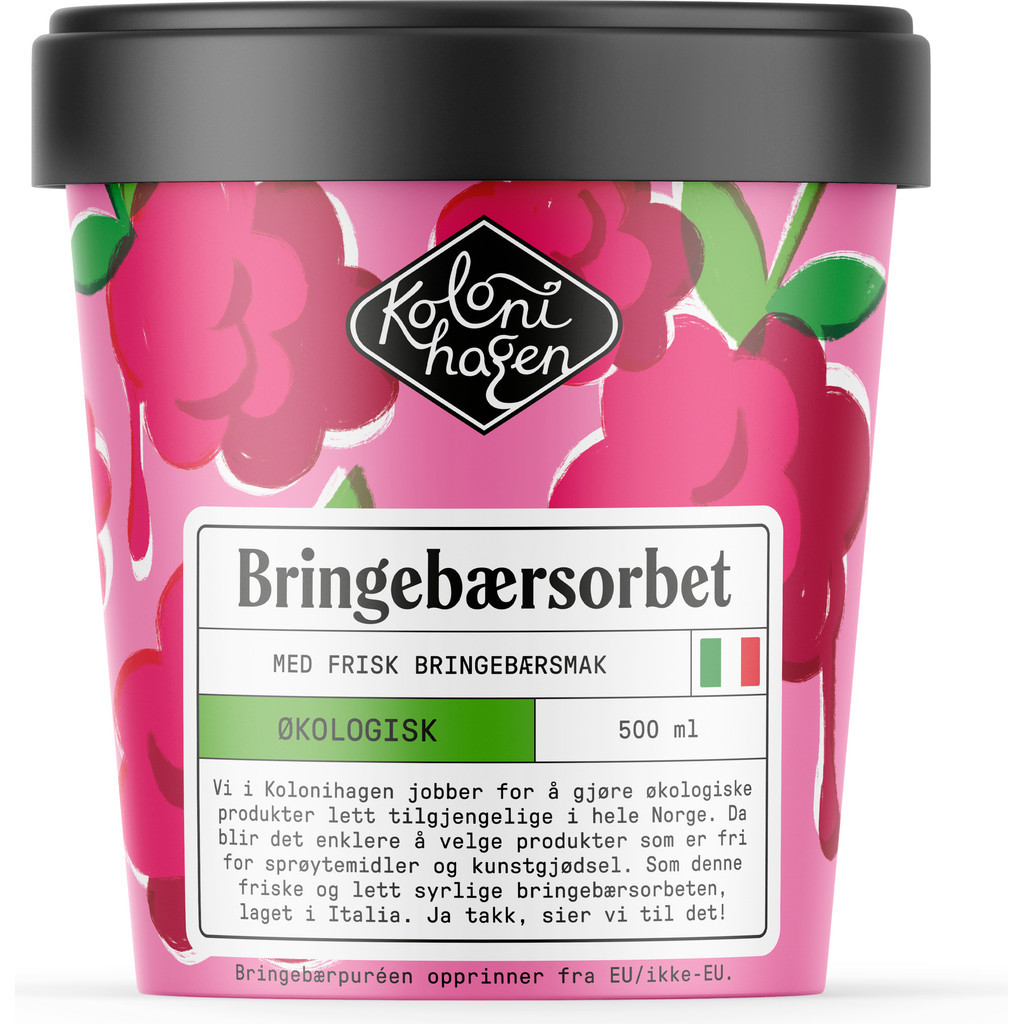 Bringebærsorbet Økologisk 500ml Kolonihagen