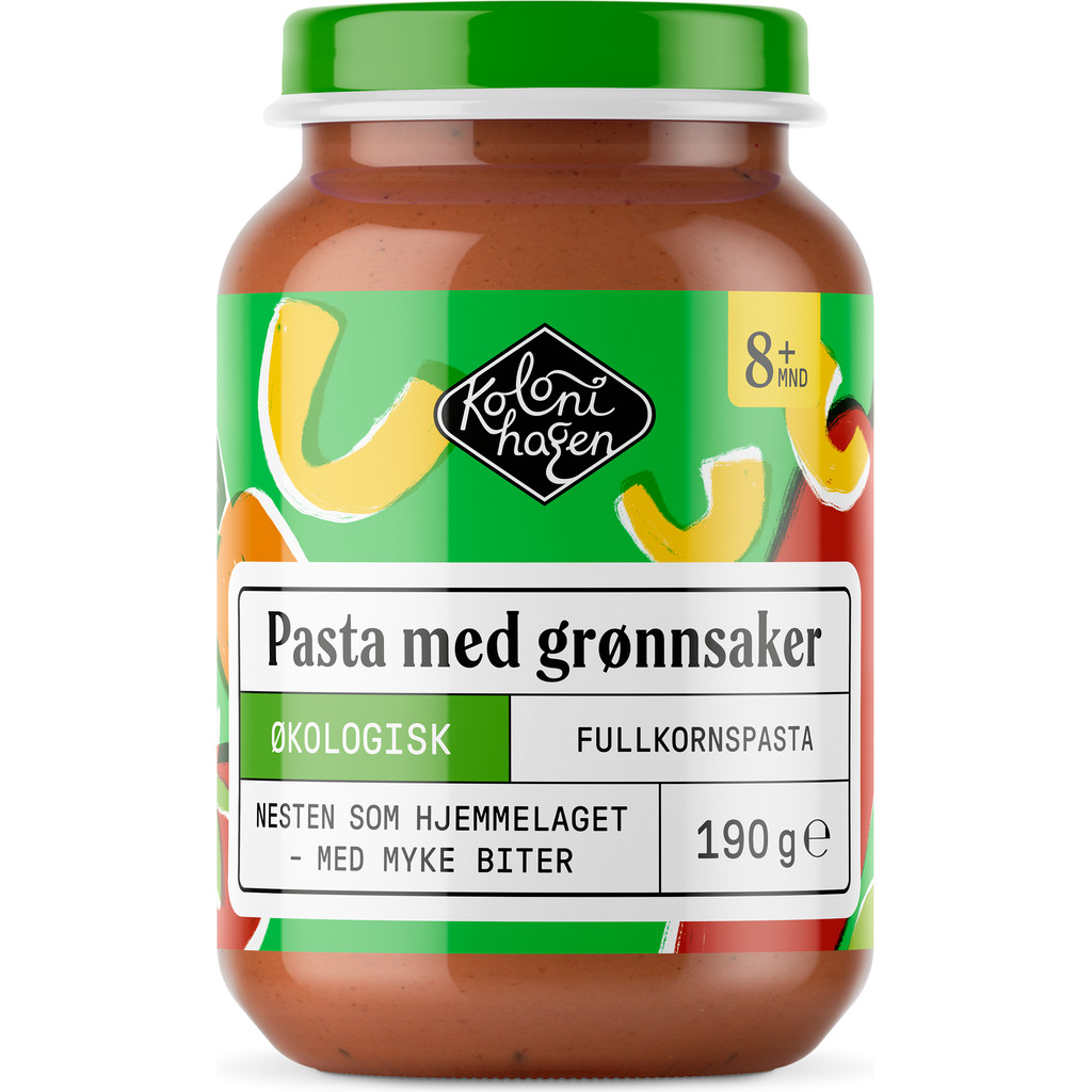 Pasta med grønnsaker, 8 mnd Økologisk 190g Kolonihagen