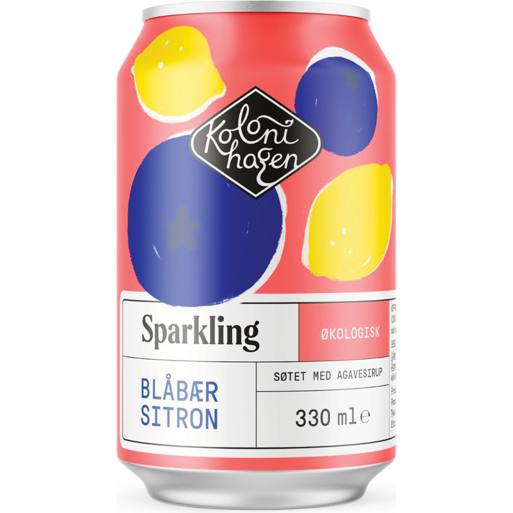Sparkling blåbær og sitron Økologisk 330ml Kolonihagen