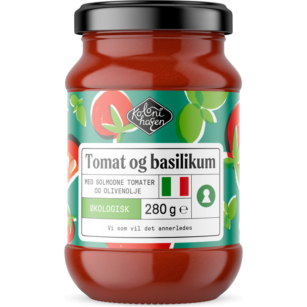 Pastasaus, tomat og basilikum Økologisk 280g Kolonihagen
