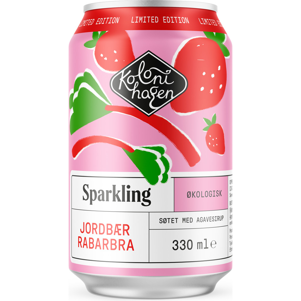 Sparkling jordbær og rabarbra LE Økologisk 330ml Kolonihagen