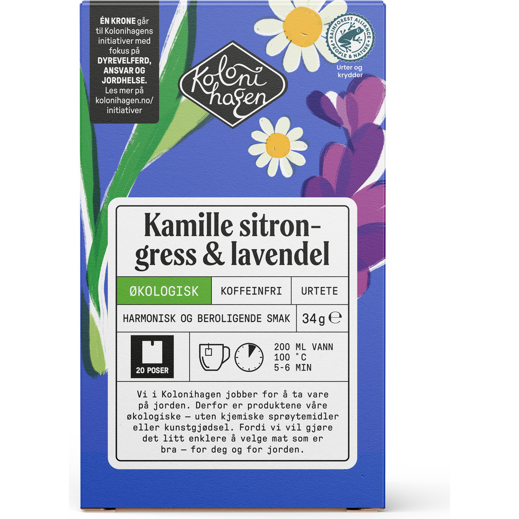 Kamille sitrongress & lavendel urtete Økologisk 34g Kolonihagen