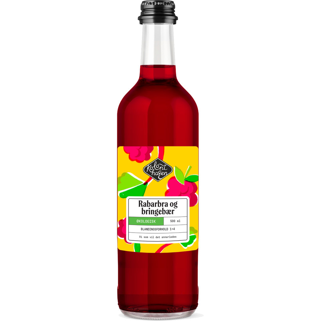 Rabarbra- og bringebærsaft Økologisk 500ml Kolonihagen