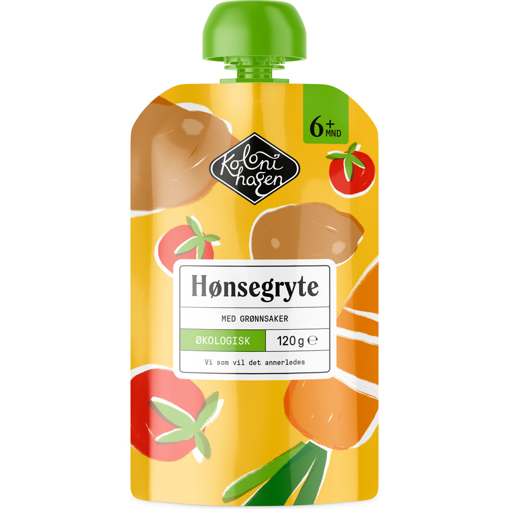 Hønsegryte med grønnsaker, 6 mnd Økologisk 120g Kolonihagen