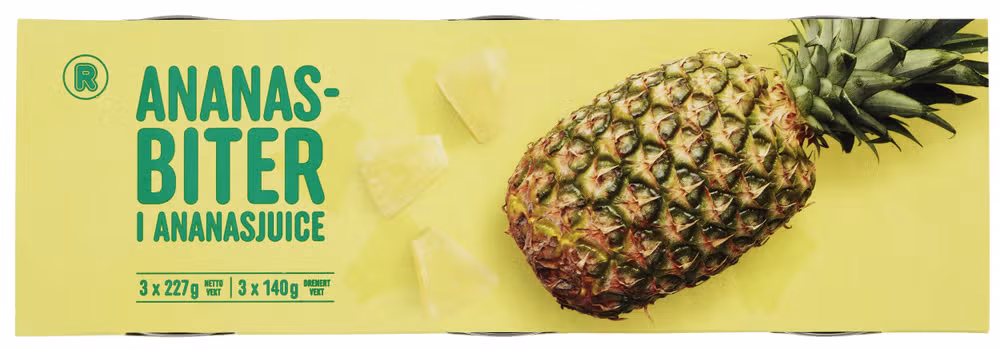 Ananas i biter 3pk, 681 g
