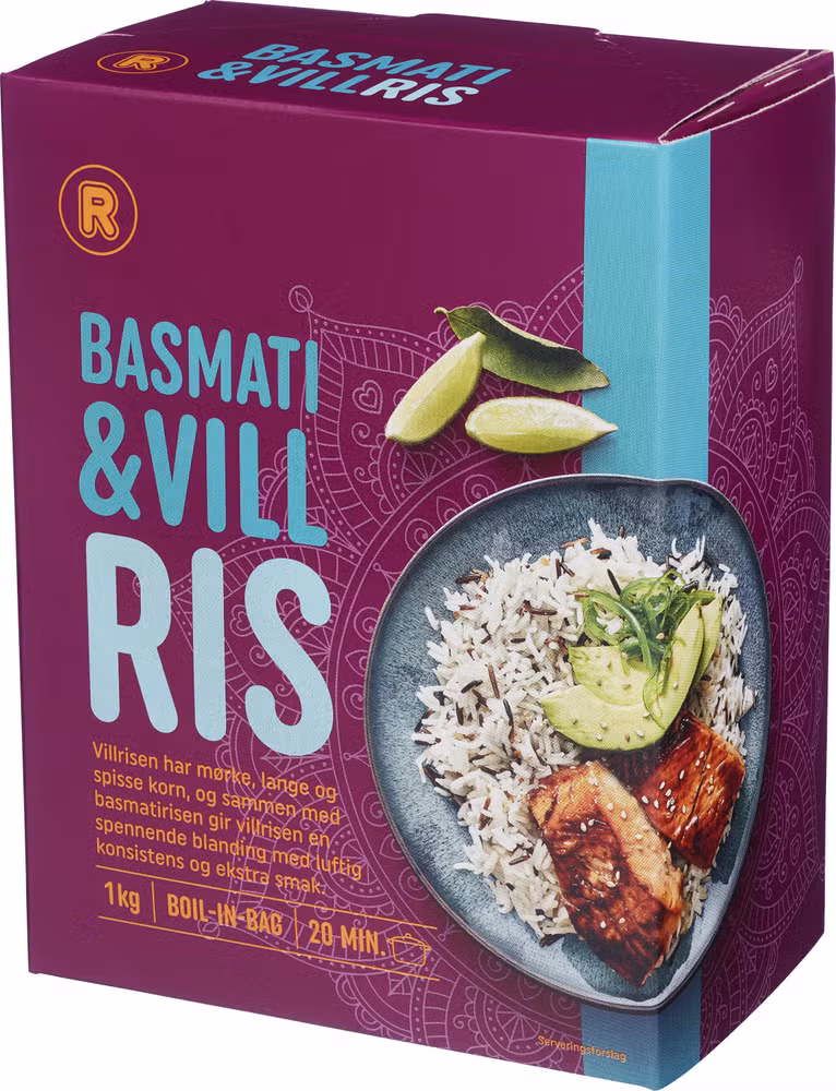 Basmati- og villris 8x125g, Boil-in-bag, 1 kg