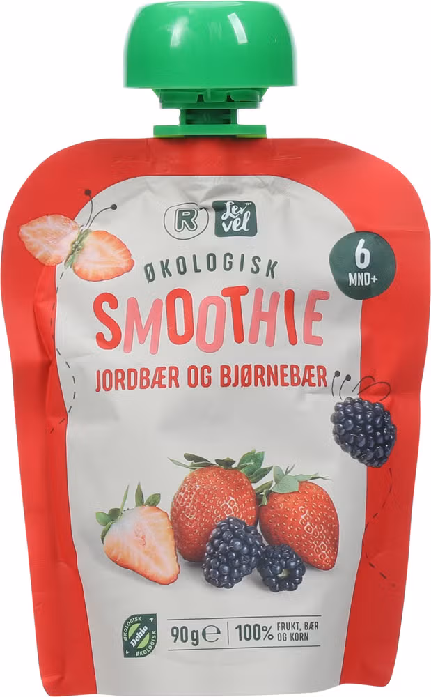Smoothie med jordbær og bjørnebær Fra 6 mnd, økologisk, 90 g