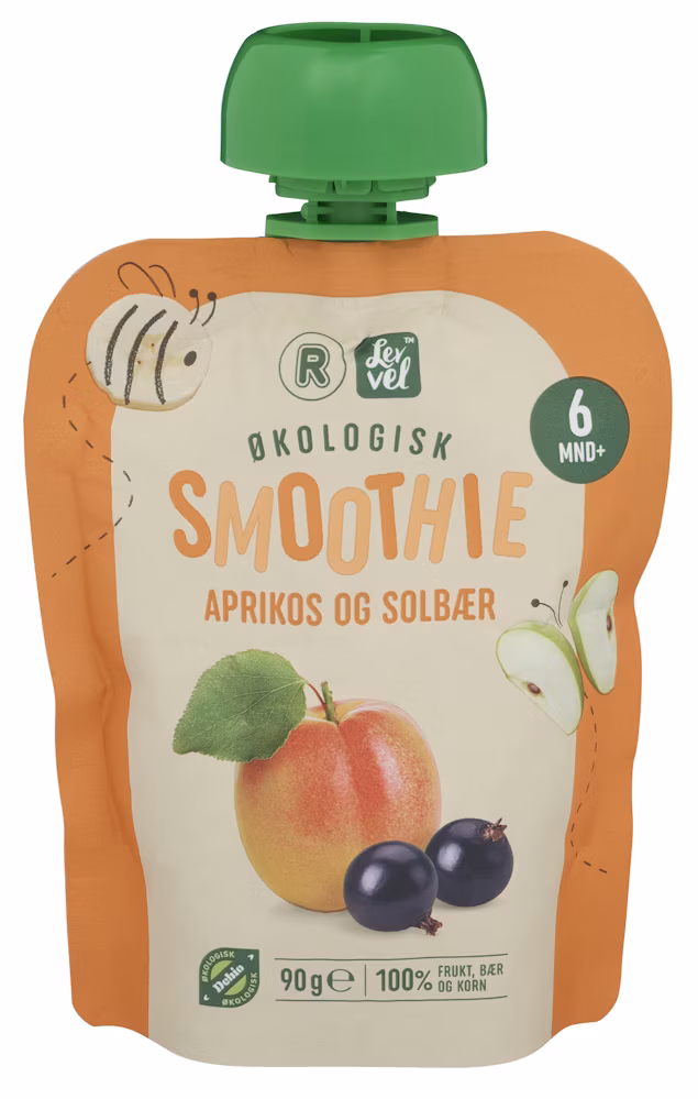 Smoothie med Aprikos & Solbær Fra 6 mnd, Økologisk, 90 g