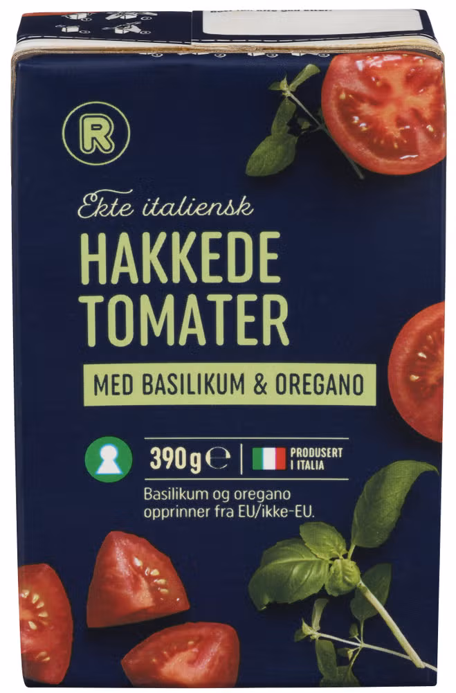 Hakkede tomater Med basilikum og oregano, 390 g