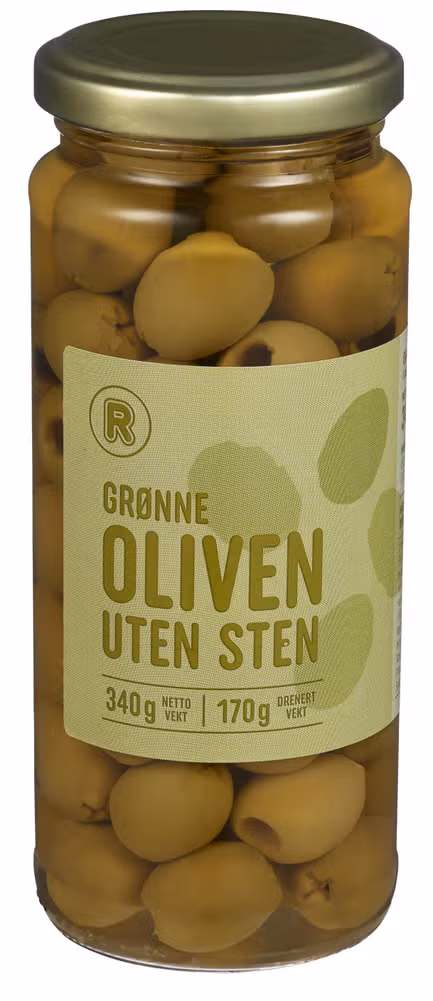 Grønne oliven Uten sten, 340 g