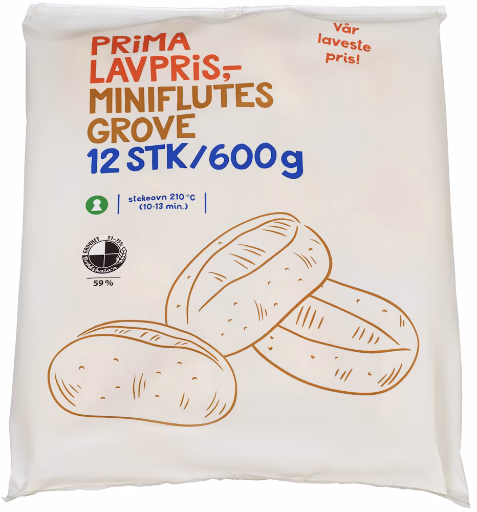 Miniflutes Fullkorn 12x50g, 600 g